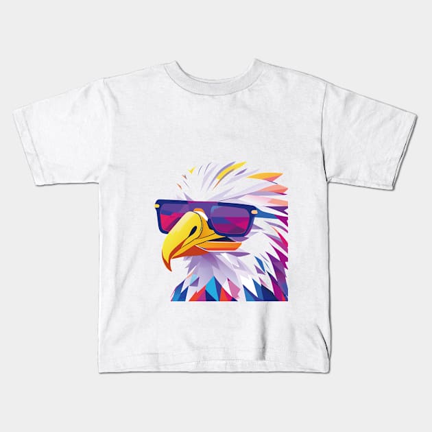 Majestic Wings: The Enigmatic Eagle in Sunglasses Kids T-Shirt by linann945